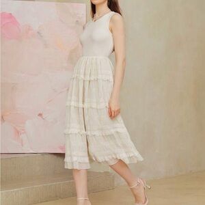 Elegant Cream Tiered Skirt